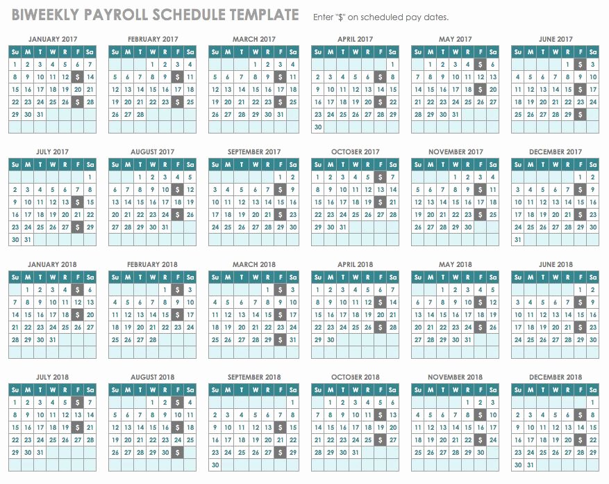 2019 Biweekly Payroll Calendar Excel