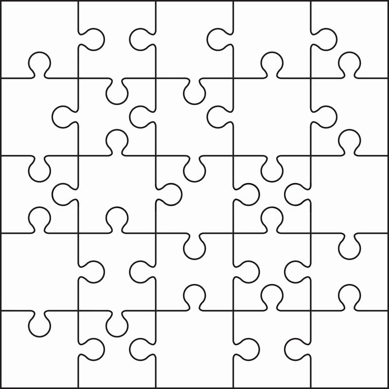 25 jigsaw puzzle blank template image