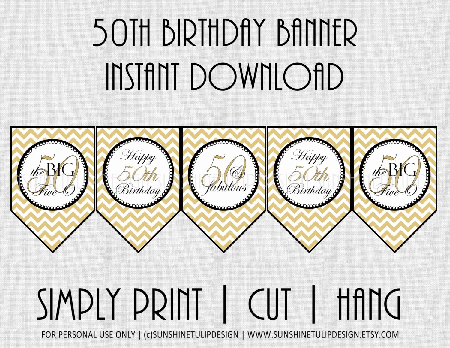 50th Birthday Banner Ideas Best Of 50th Birthday Banner Chevron Black and Gold by