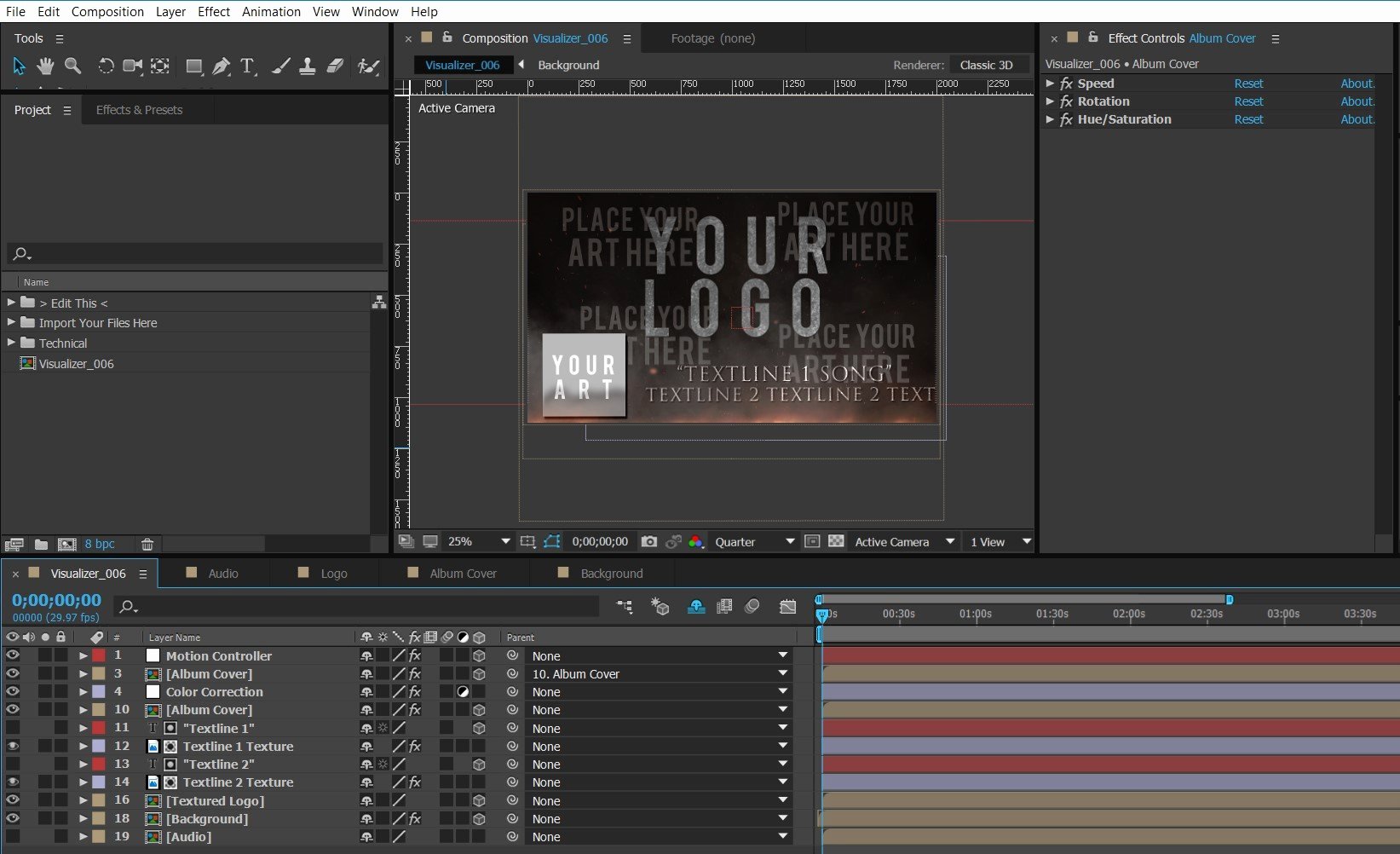 After Effects Lyric Video Template Inspirational 006 Bandlogo Under Fire – Premium Audio Visualizer