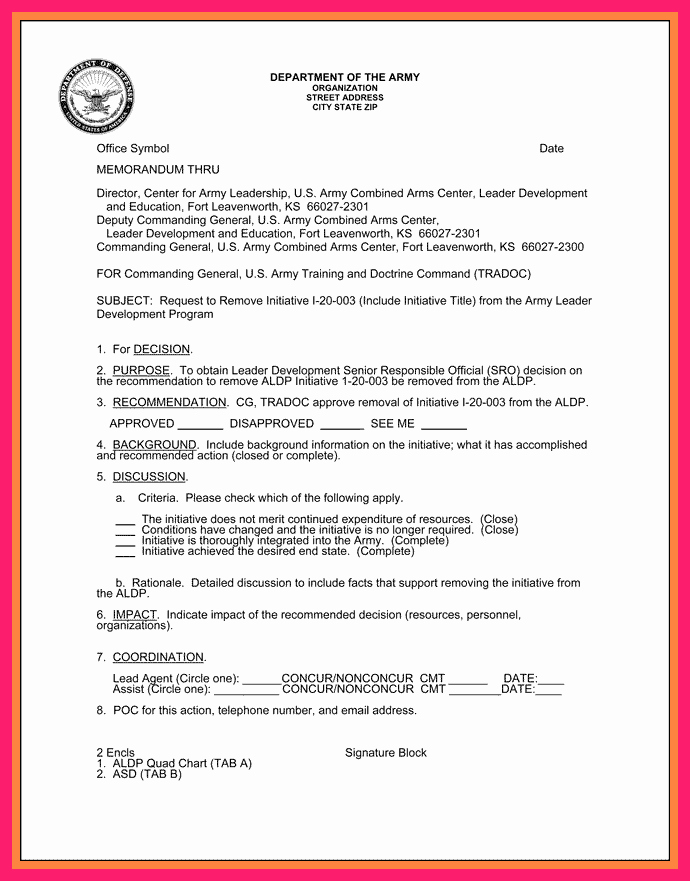 how to write an army memo for record wes4445