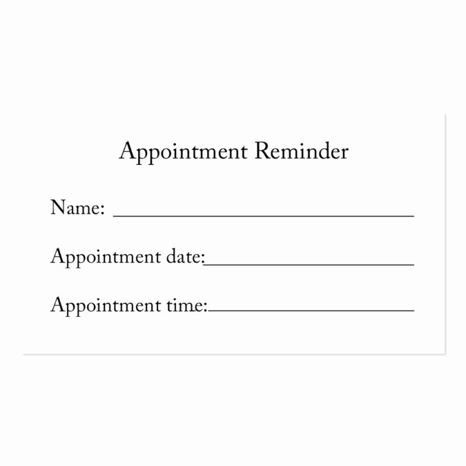 appointment reminder card business card template