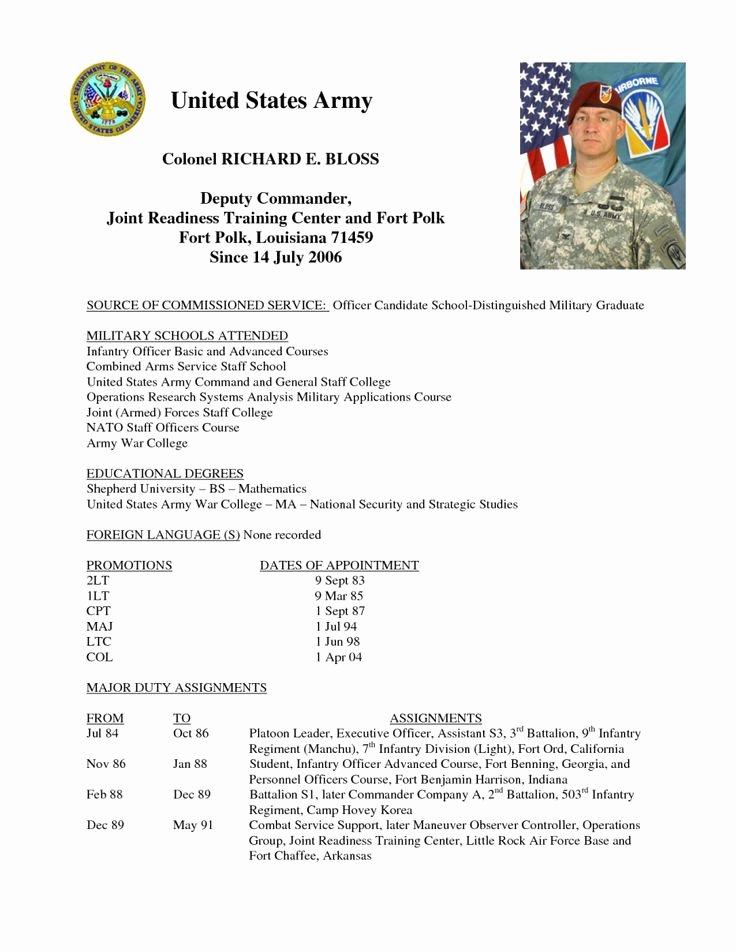 Army Board Biography Example Beautiful 19 Of Short Army Bio Template Free Of Army Board Biography Example 