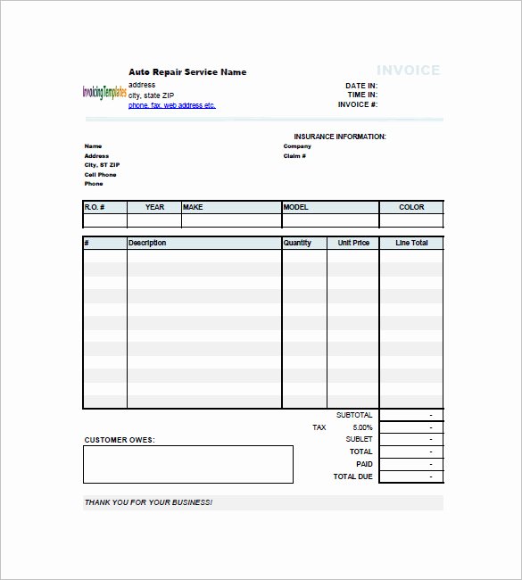 auto repair invoice