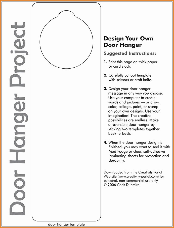 free door hanger template for word