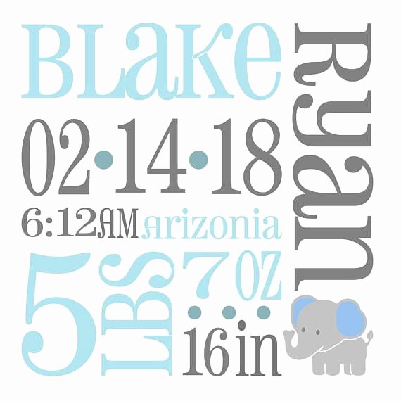 Baby Birth Stats Template Free Inspirational Elephant Baby Birth Announcement Svg Birth Stats Svg This