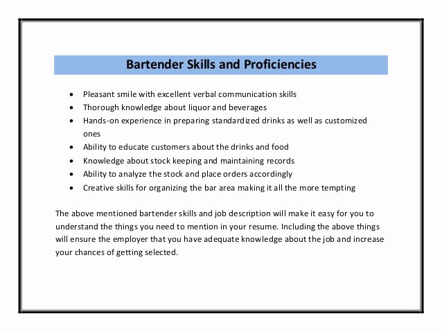 Bar Manager Job Description Resume Elegant Bartender Resume Sample Pdf