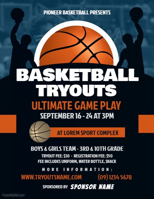 Basketball Camp Flyer Template Awesome Basketball Tryouts Flyer Template