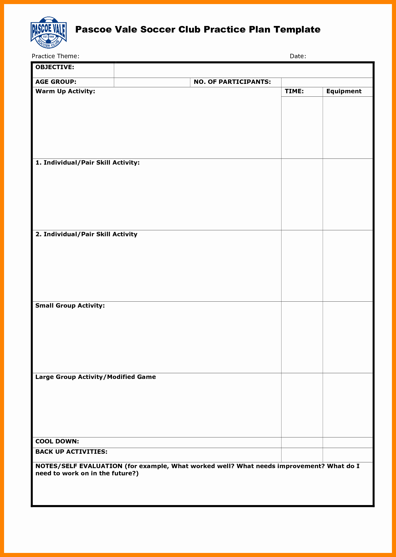 30 images of soccer practice plan template 5250