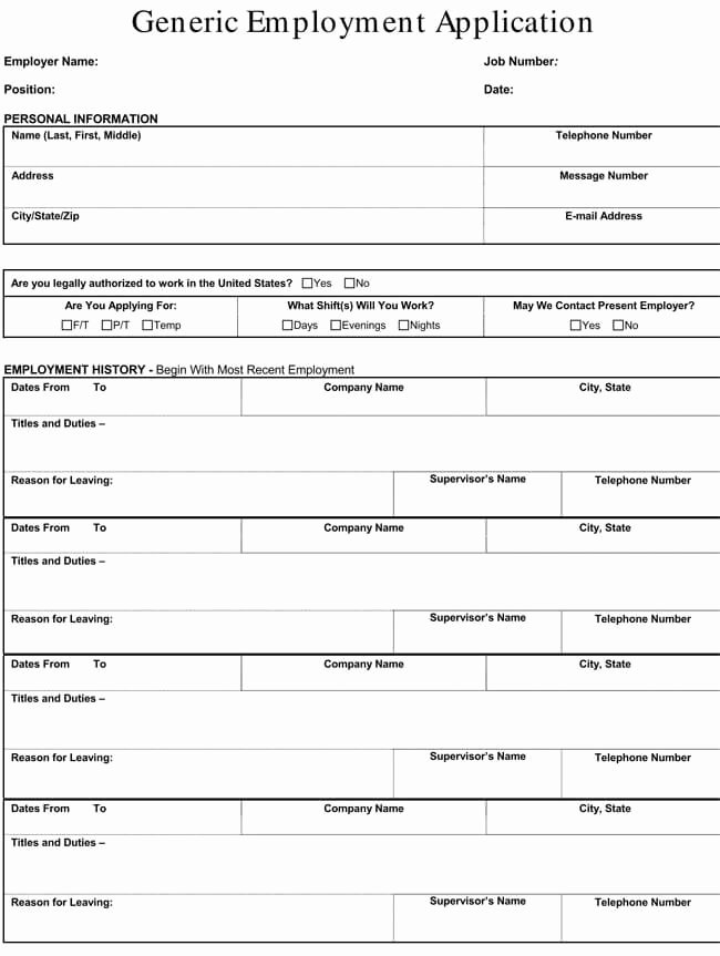 job application forms