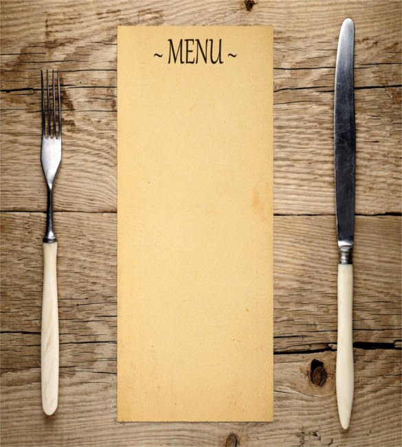 Blank Menu Template