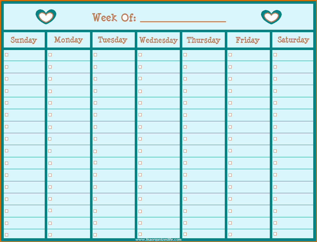 Blank One Week Calendar Luxury 11 Printable Weekly Calendar with Hours