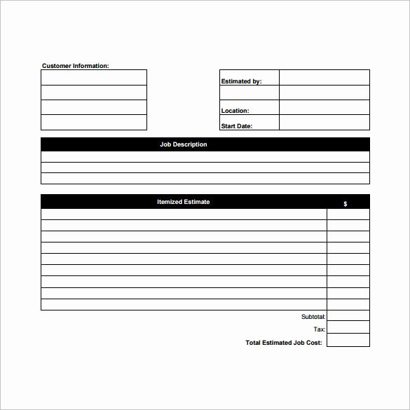 Blank Quote Template Beautiful Free Printable Estimate forms Wevo