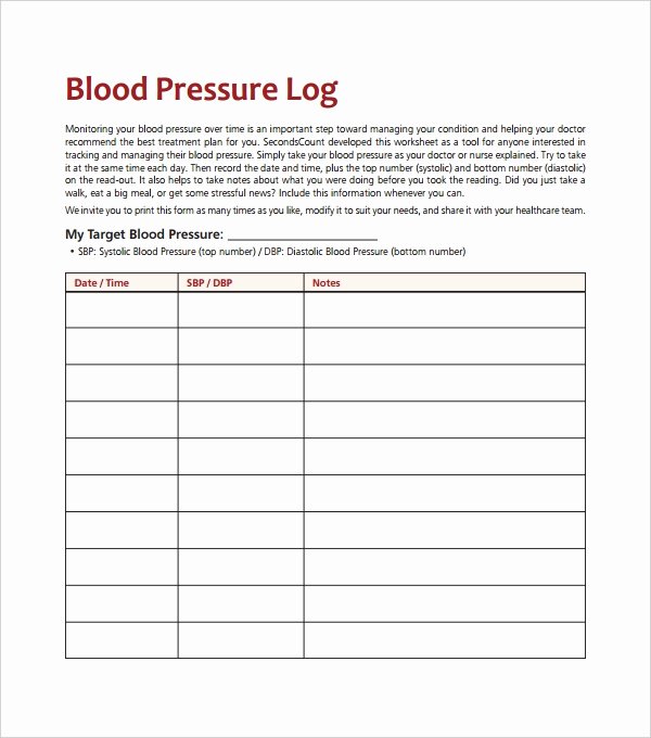 Blood Pressure Log Excel New Blood Pressure Log Template – 10 Free Word Excel Pdf