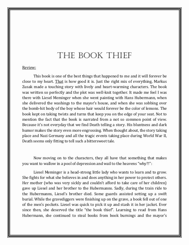 Book Reflection Paper Example Unique A Review Reflection On the Book Thief