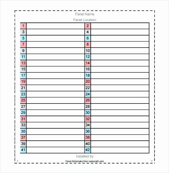 electrical circuit breaker panel label template