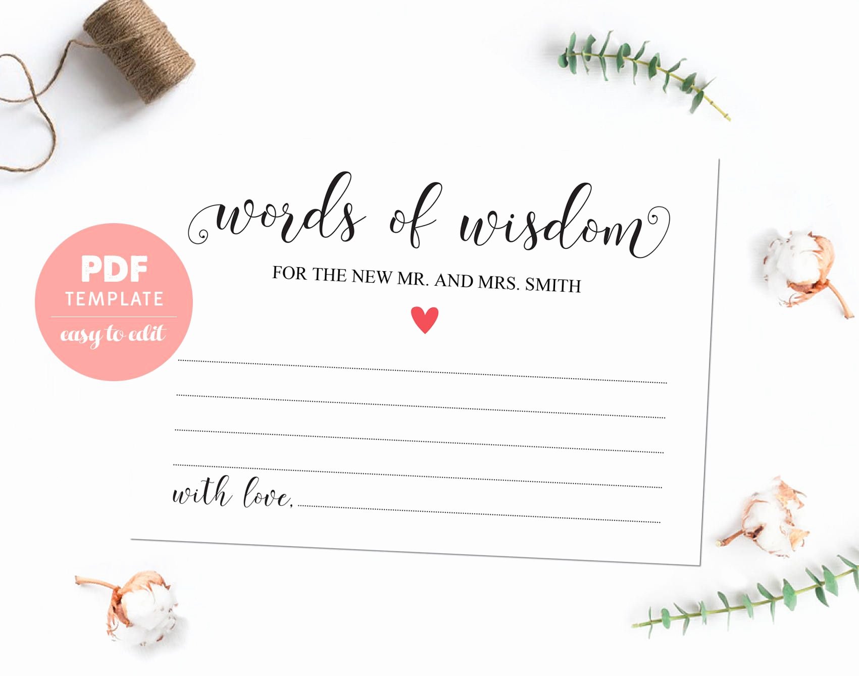 bridesmaid card template inspirational wedding wishes pdf template card words of wisdom card of bridesmaid card template