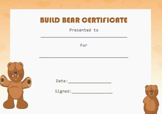 top 37 unusual printable build a bear certificate