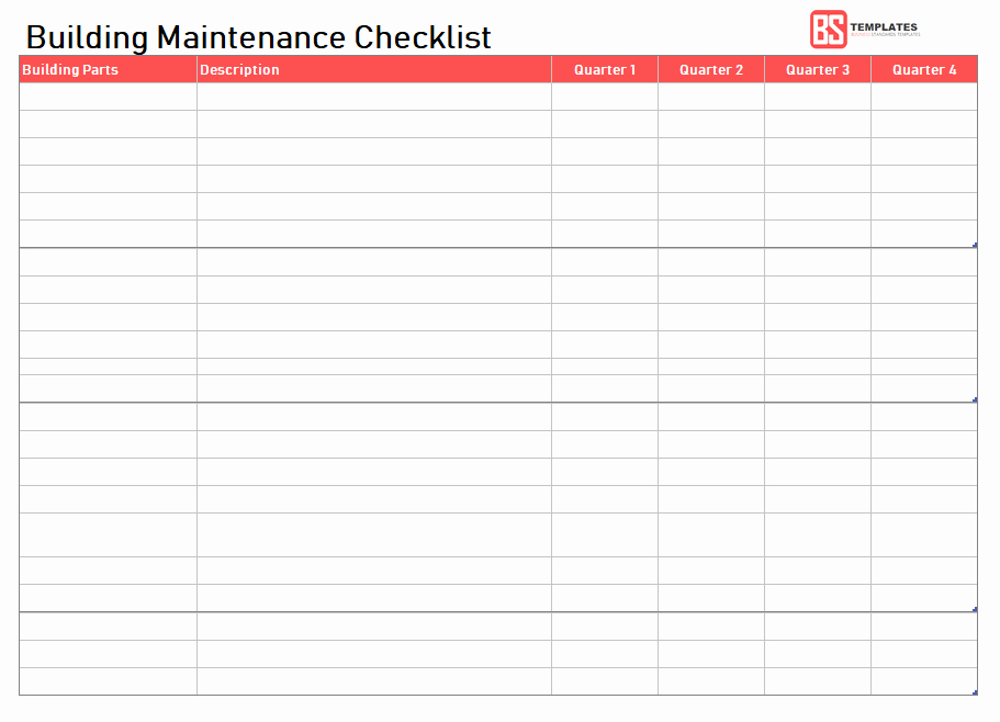 Building Maintenance Schedule Template Fresh Maintenance Checklist Template 10 Daily Weekly