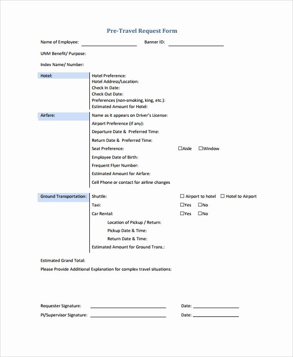 travel request form