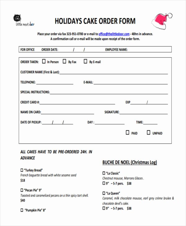 cake order form