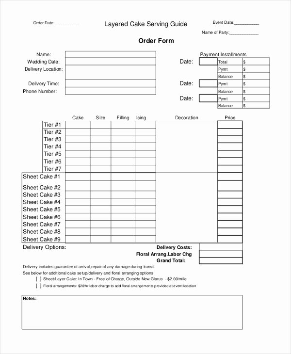 cupcake order form