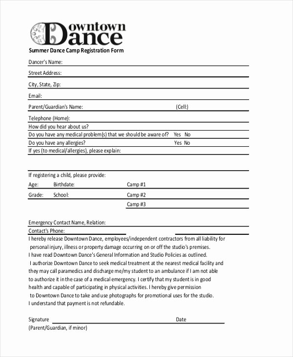 Camp Registration form Template Word Lovely Church Camp Registration form Template Templates