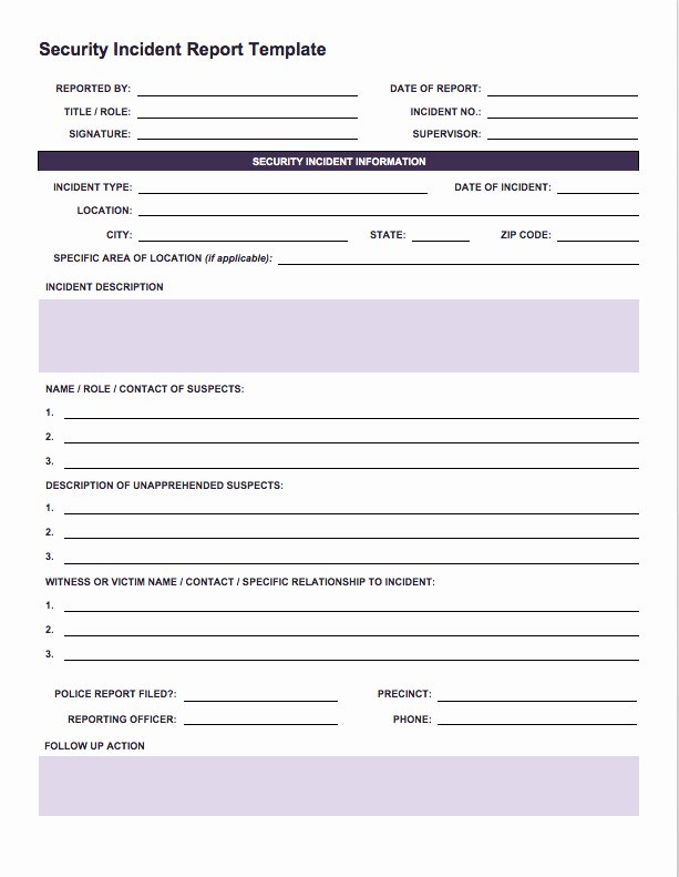free incident report templates