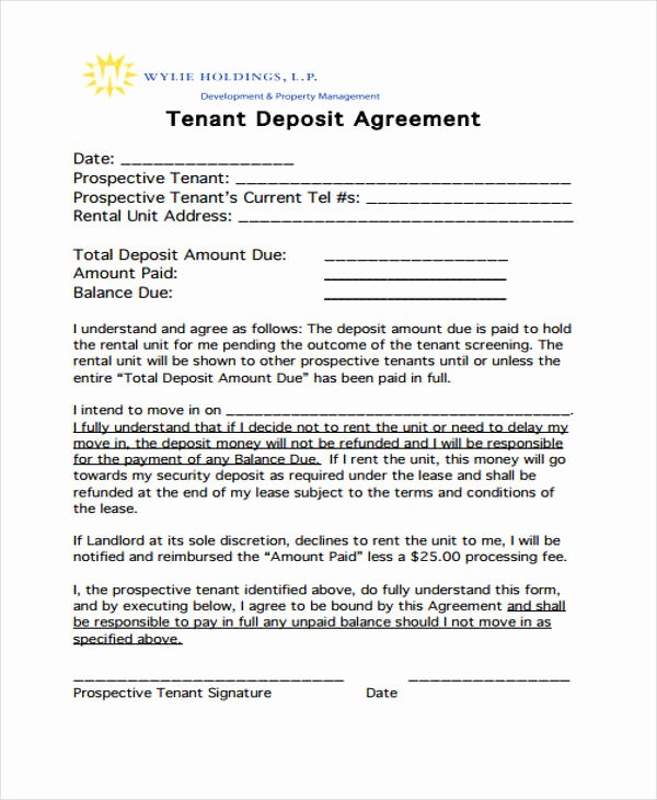deposit agreement template