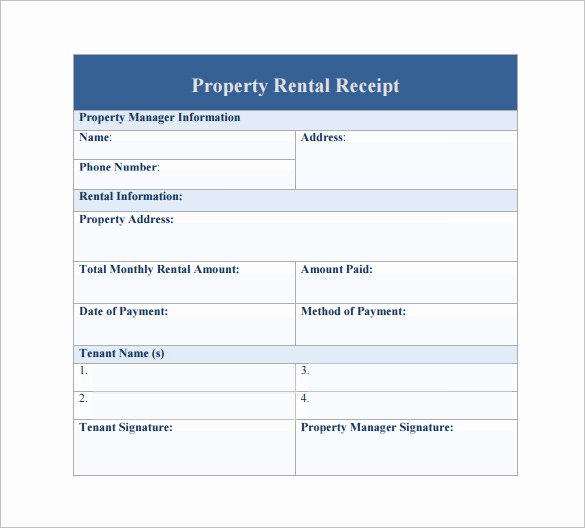 sample rental receipt template