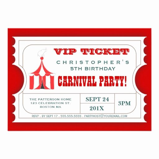 Carnival Ticket Invitation Awesome Circus Carnival Birthday Party Ticket Invitation 5&quot; X 7