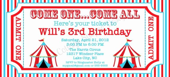 circus ticket invitation custom