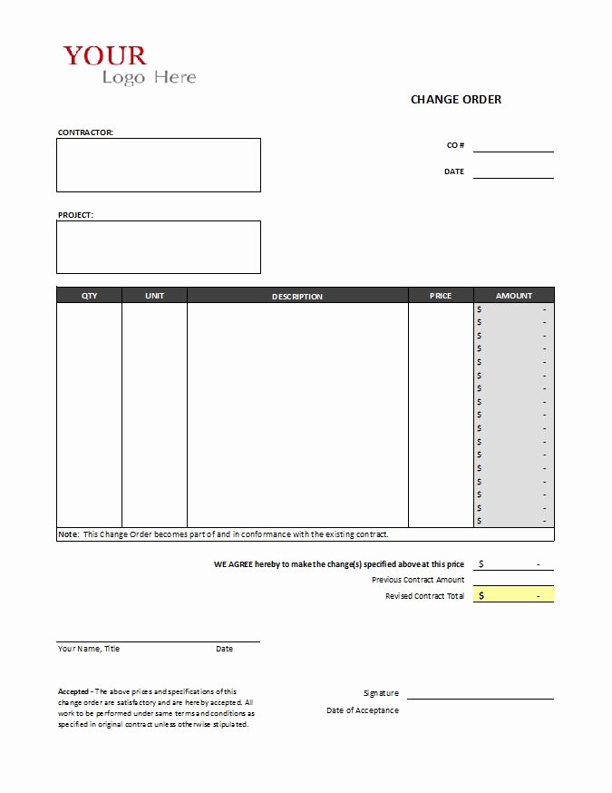 change order standard