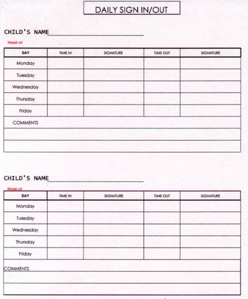 Child Care Sign In Sheet Template Fresh Free Daycare Sign Sheet Template Barsfile