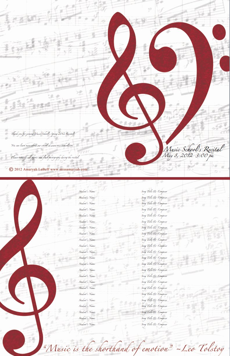free customizable recital program templates
