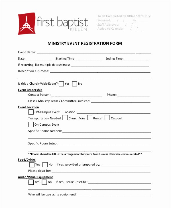 church conference registration form template