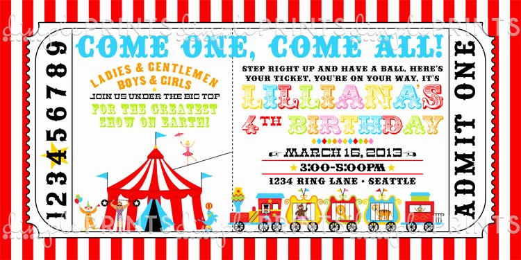 circus ticket birthday invitation