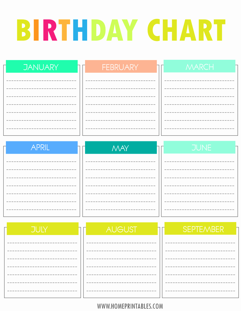 Classroom Calendar Template New Free Printable Birthday Chart Special Days