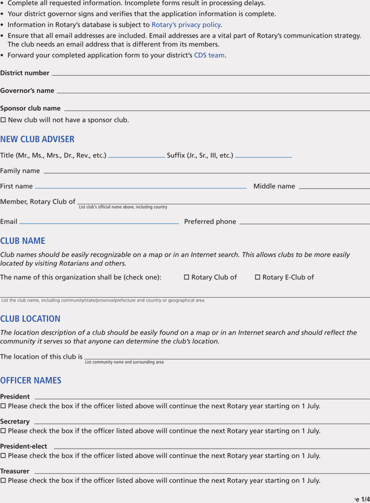 club membership application registration form samples