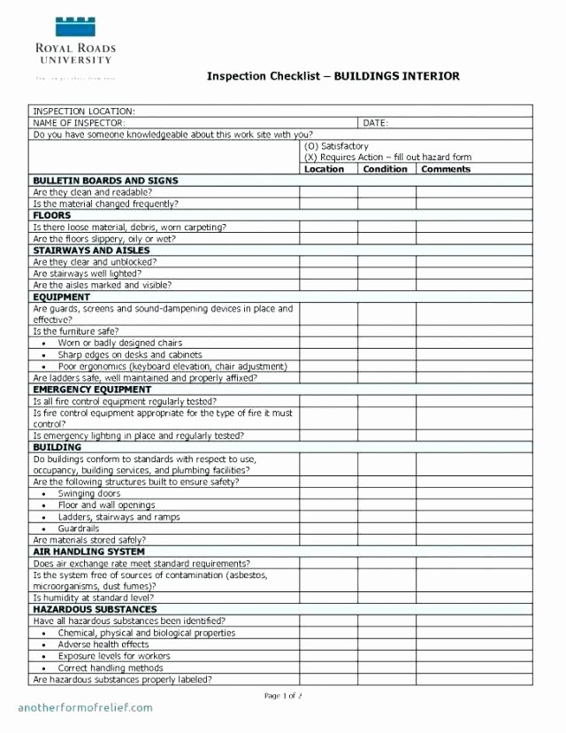 mercial property building inspection checklist