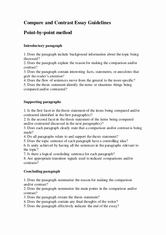 pare and contrast essay guidelines