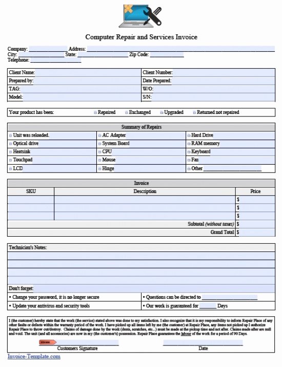 puter repair invoice template pdf 1426