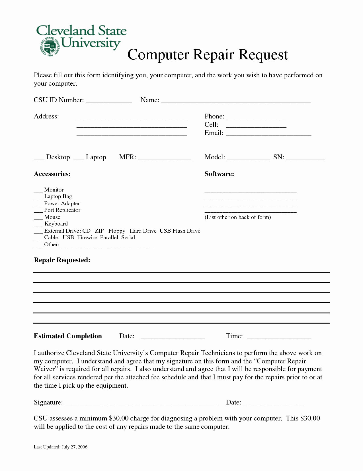 puter repair forms