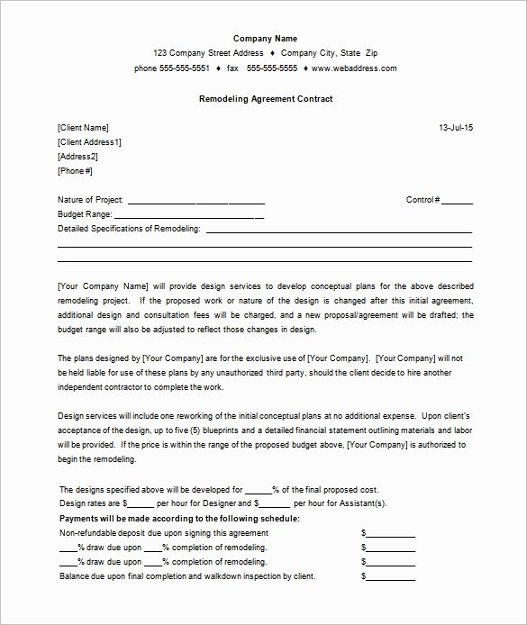 remodeling contract template