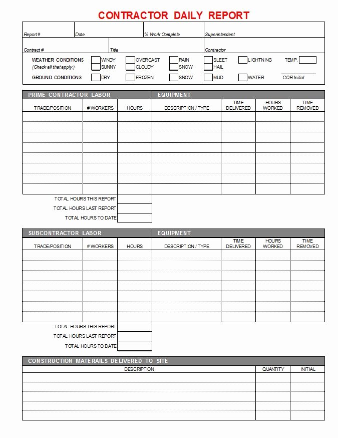 contractor daily report