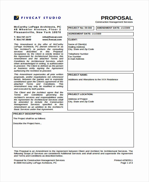 construction project proposal template