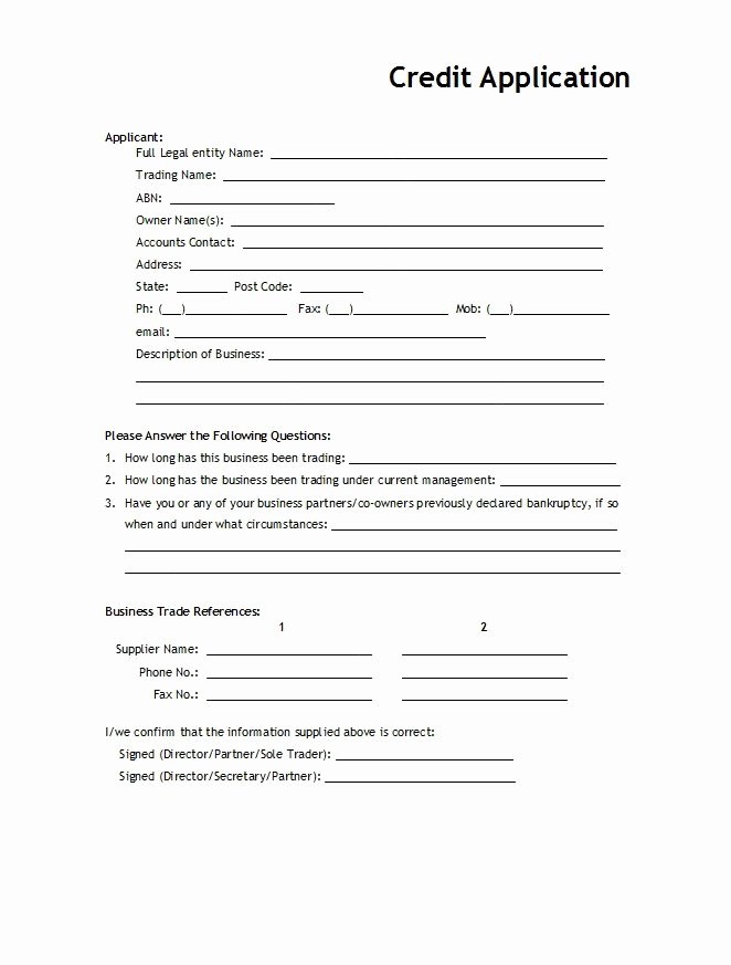 credit application form