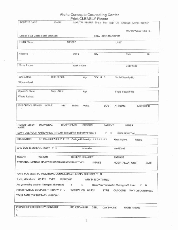 counseling intake form