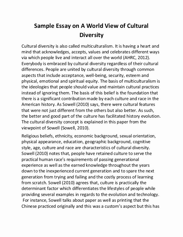 sample essay on a world view of cultural diversity