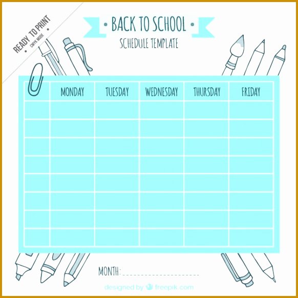 monthly class schedule template